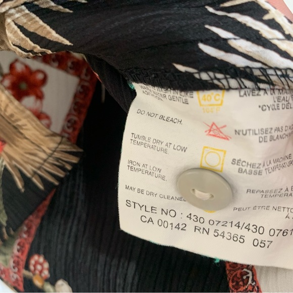 Vintage Cheetah Palm & Floral Black Button Front Short Sleeve Shirt - Picture 10 of 10